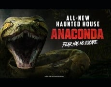 Anaconda: Fear Has No Escape key art for Busch Gardens Tampa Bay Howl-O-Scream 2026, a giant snake with its mouth open