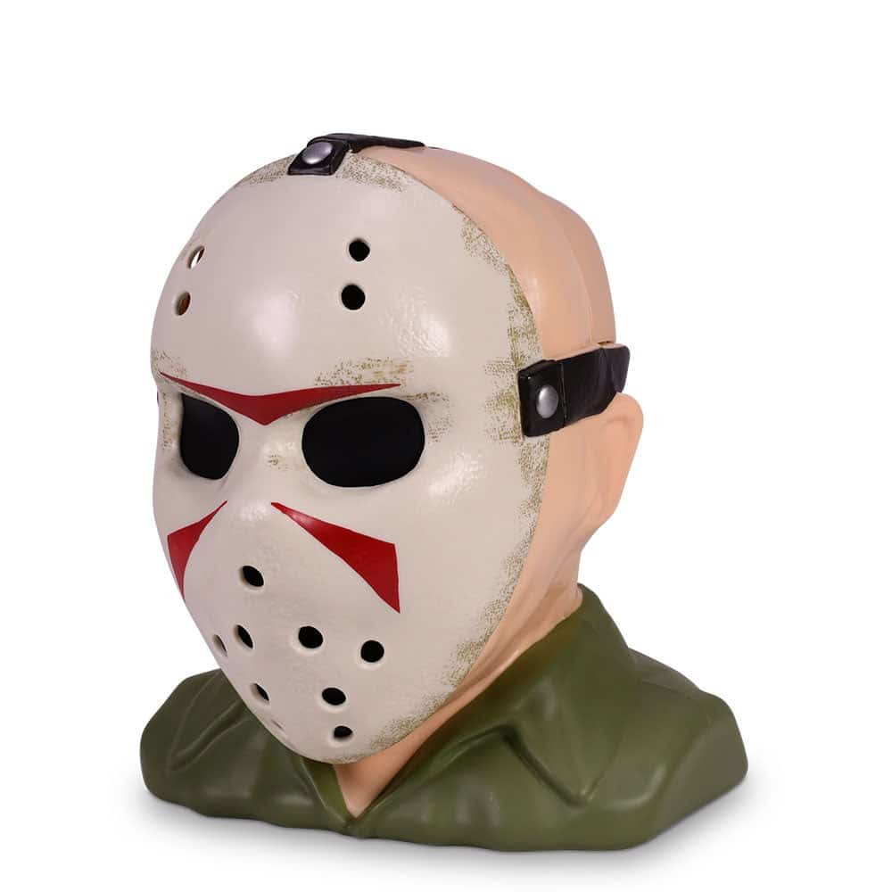 Side view of the Cinemark Jason mask popcorn bucket
