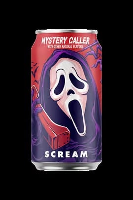 Angry Orchard Mystery Caller can featuring the Ghost Face mask