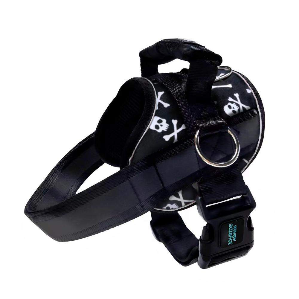 Joyride Black Skulls dog harness.