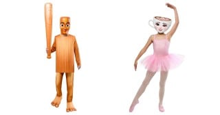 Spirit Halloween Tung Tung Sahur and Ballerina Cappuccina kids costumes