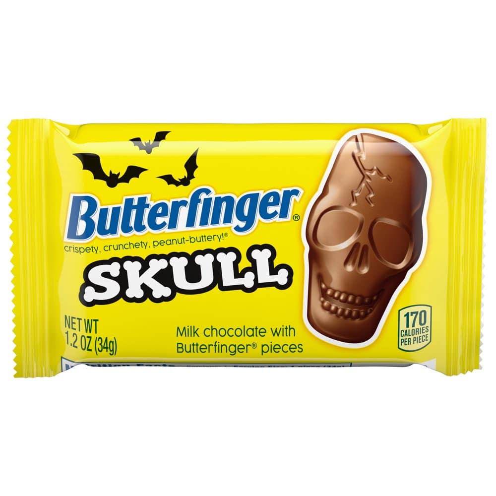 Butterfinger Skulls, bite-size skull-shaped Butterfinger Halloween candy