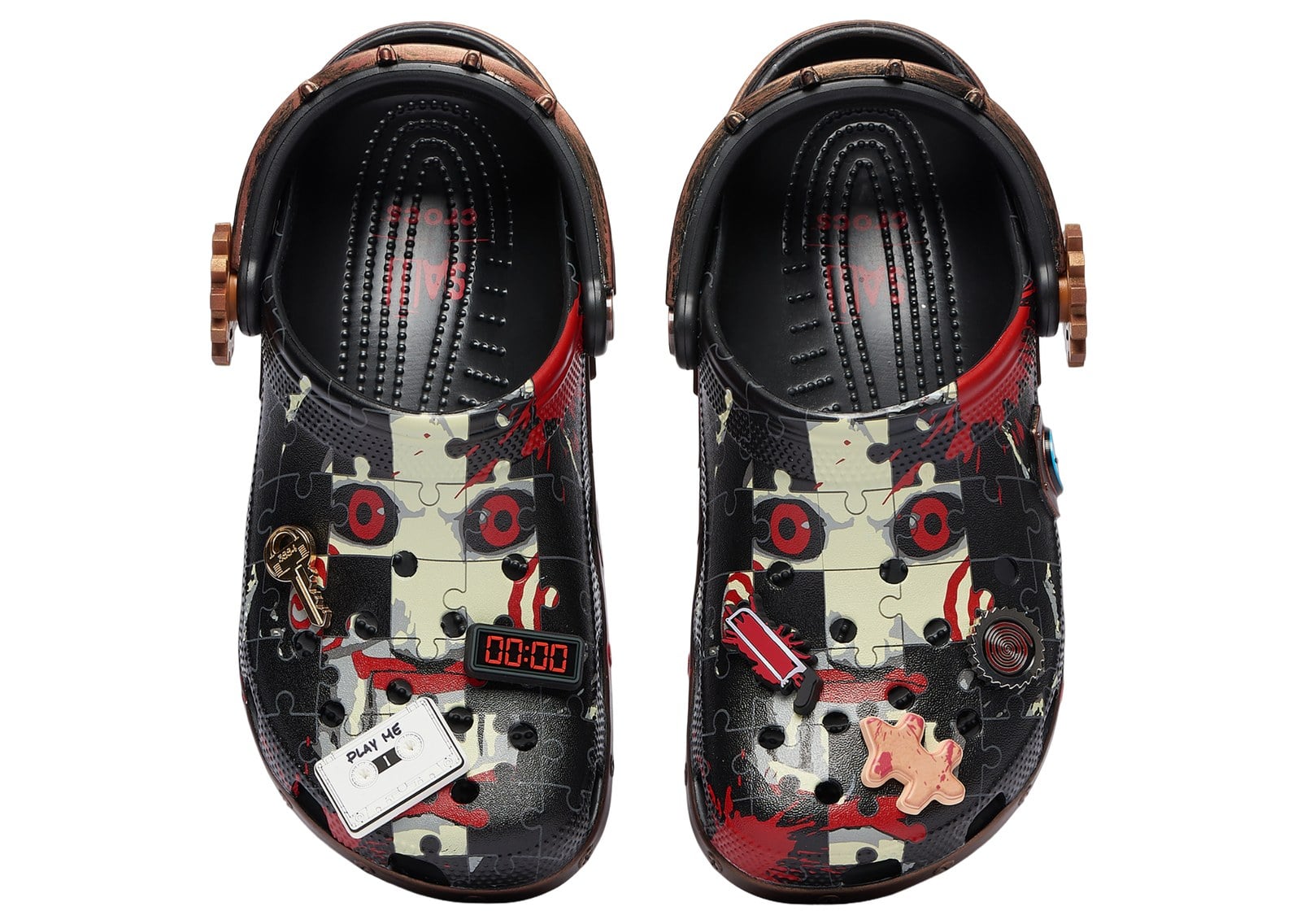 The Jigsaw Crocs Classic Clog from the 2026 Horror Pack