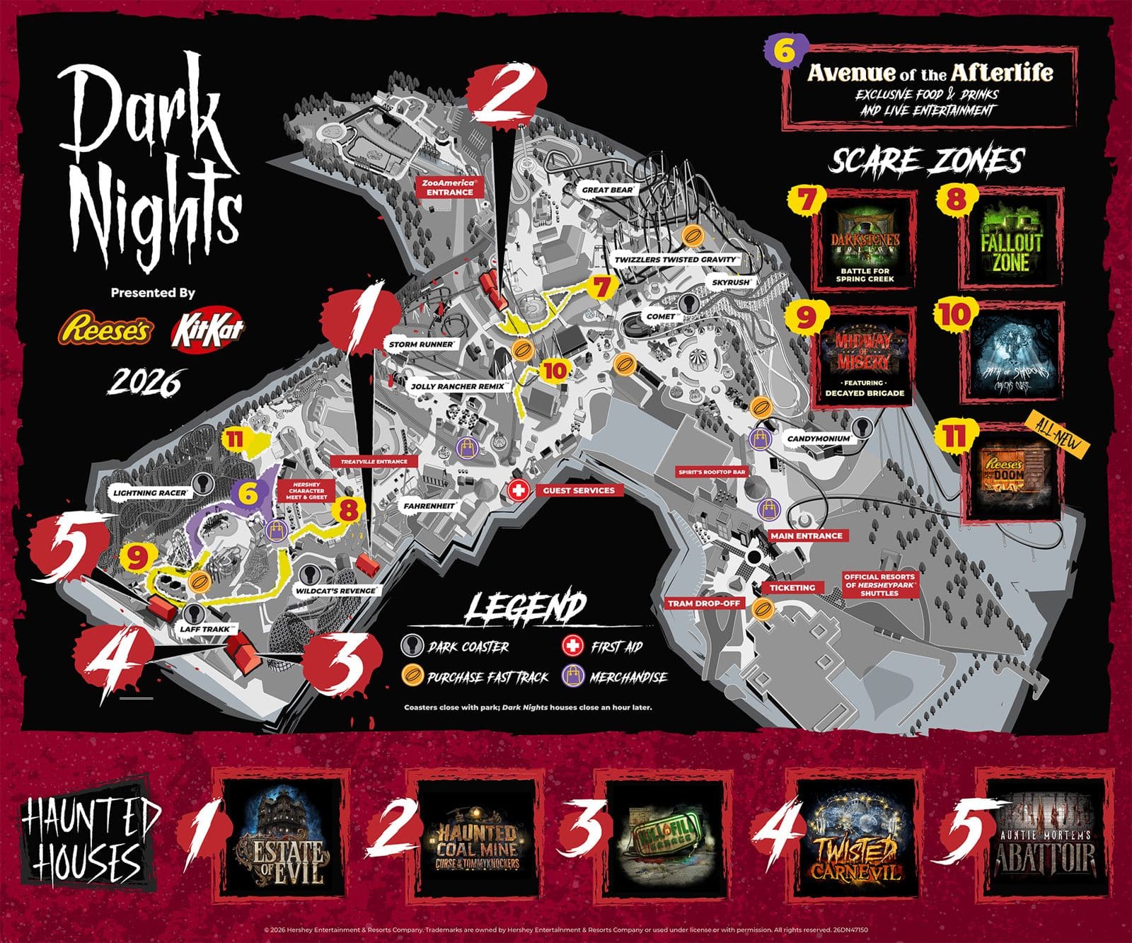 Dark Nights at Hersheypark 2026 park map