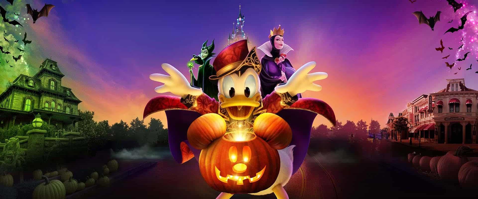 Donald Duck with Disney Villains in the Disney Halloween Festival 2026 key art at Disneyland Paris