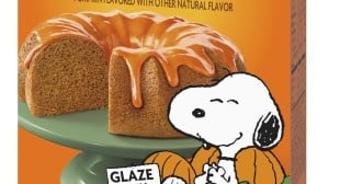 Duncan Hines Great Pumpkin Bundt Cake and Glaze Mix with Snoopy, part of the Peanuts collection