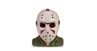 Cinemark Jason mask popcorn bucket, a hockey-masked Jason bust