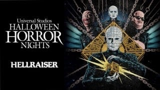 Hellraiser haunted house announcement art for Halloween Horror Nights 2026