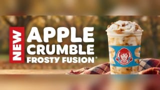 Wendy's new Apple Crumble Frosty Fusion, a vanilla Frosty with spiced apple syrup and oat crumble