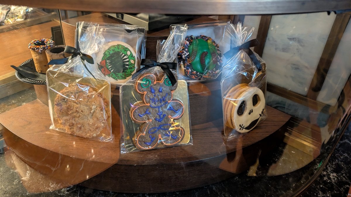Halloween cookies and treats for sale in the Grand Californian lobby