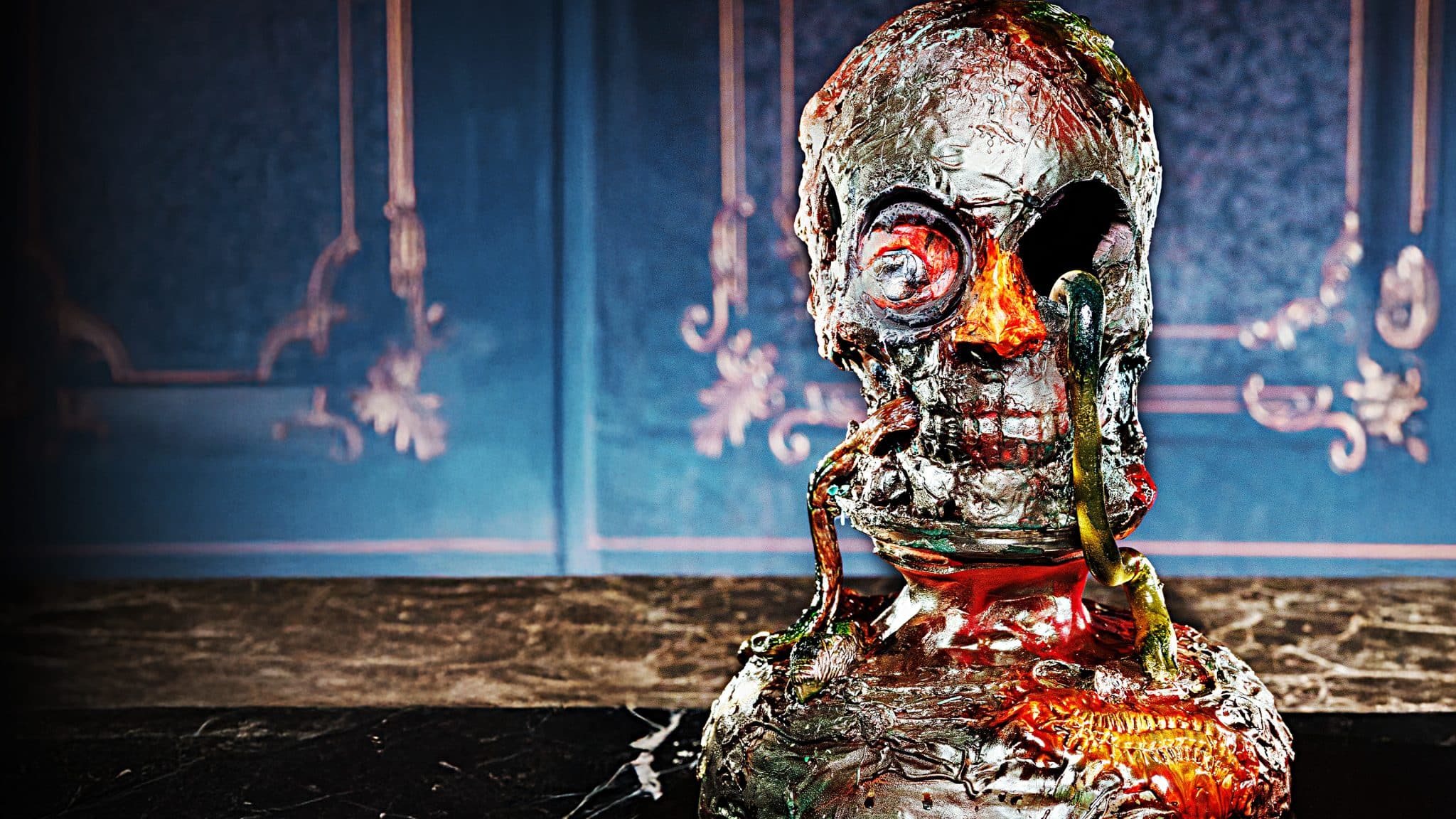 A gruesome skull cake in the Museum of Unnatural History on Halloween Baking Championship 2026