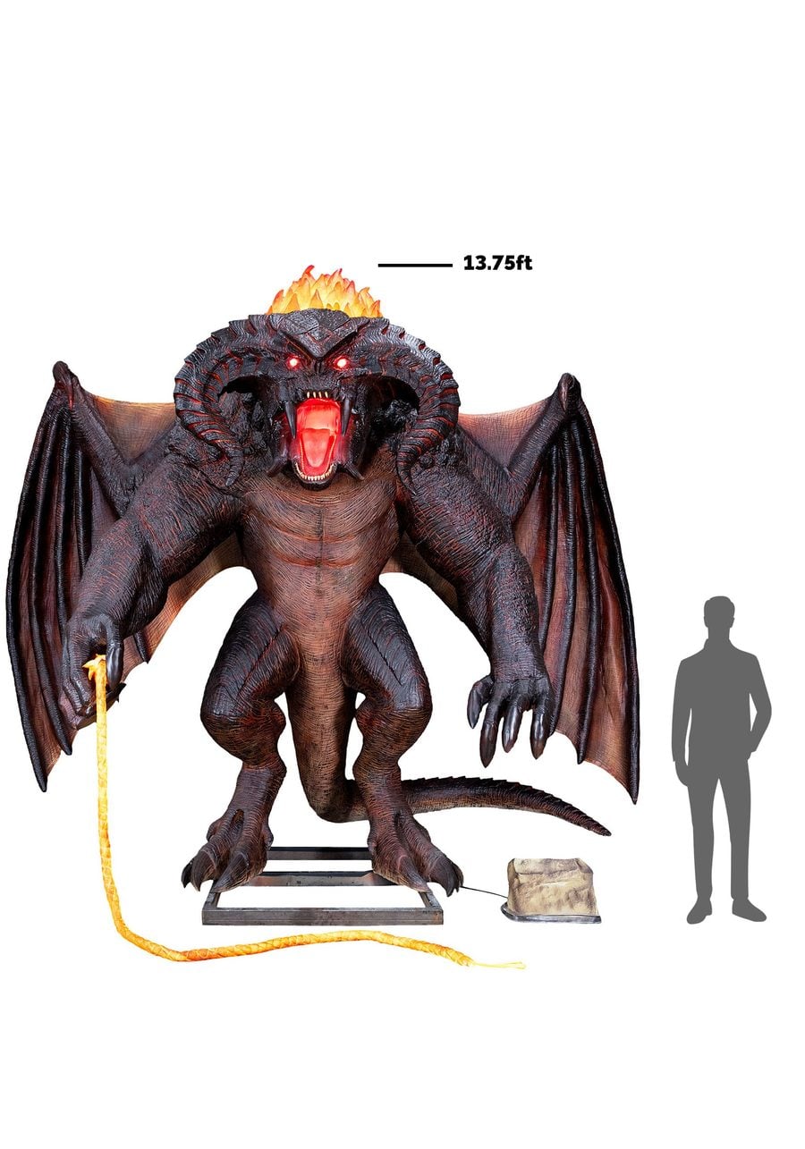 Lord of the Rings Balrog animatronic from HalloweenCostumes.com, 13.75 feet tall