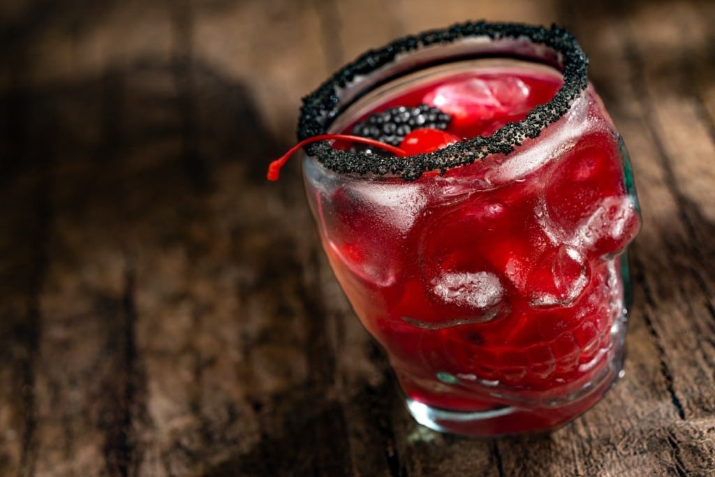 The Temple of Doom Margarita at Jock Lindsey's Hangar Bar: Patron Silver, Bols Blackberry Brandy, and blackberry puree