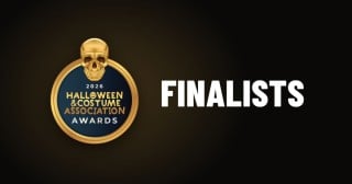 The gold skull medallion of the 2026 Halloween & Costume Association Awards beside the word Finalists