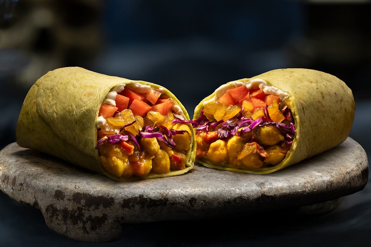 Crazy Train Chickpea Curry Burrito at Halloween Horror Nights Hollywood