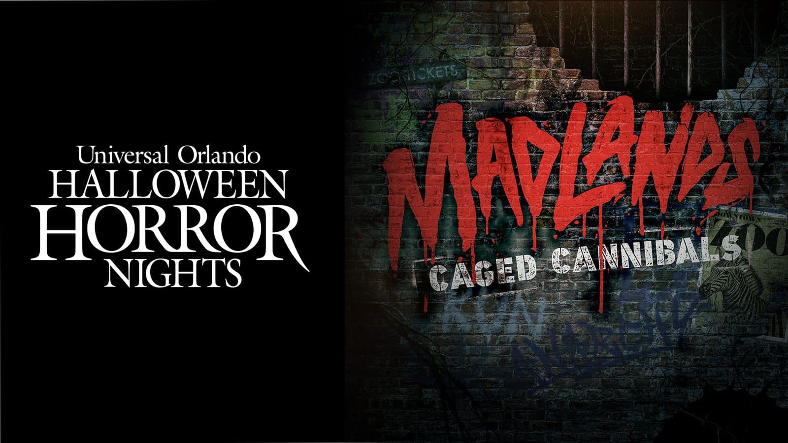 Madlands: Caged Cannibals house key art at Halloween Horror Nights 35