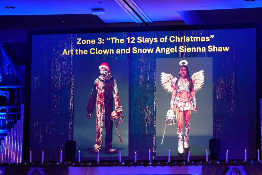 Concept art of Art the Clown and Snow Angel Sienna Shaw in The 12 Slays of Christmas