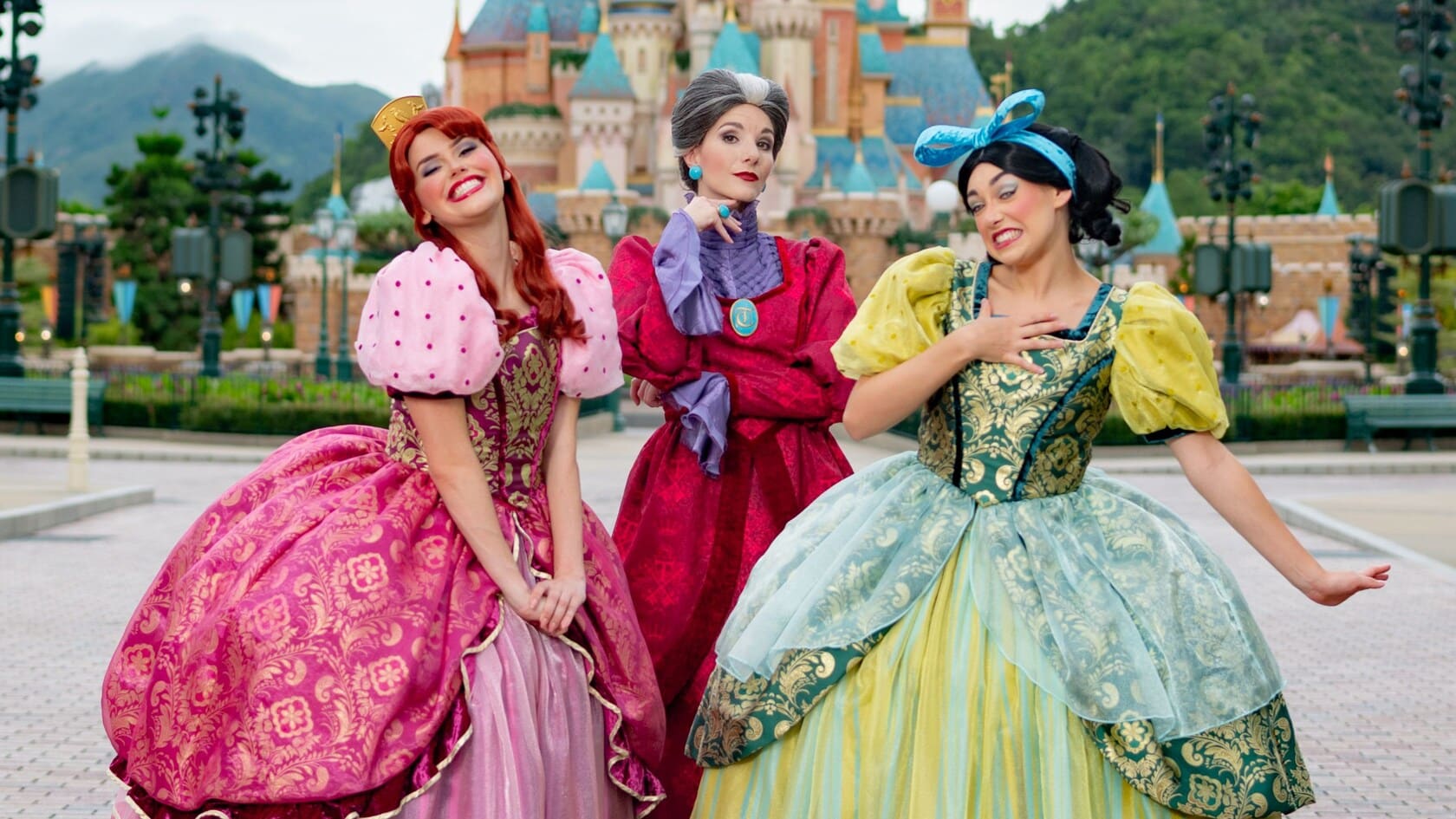 Disney Villains Cruella, The Queen and Lady Tremaine during Villain Hour at Hong Kong Disneyland Halloween 2026
