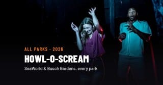 HAN 2026 guide card: Howl-O-Scream at SeaWorld and Busch Gardens, every park