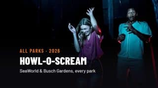 HAN 2026 guide card: Howl-O-Scream at SeaWorld and Busch Gardens, every park