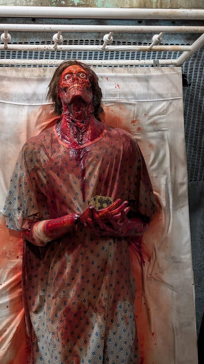 Blood-soaked bodies hung in Dr. Channard's attic in the Hellraiser house