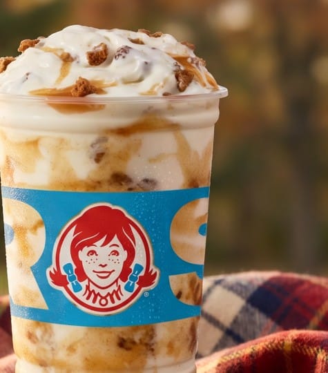 Wendy's Apple Crumble Frosty Fusion, a layered vanilla Frosty with spiced apple and oat crumble