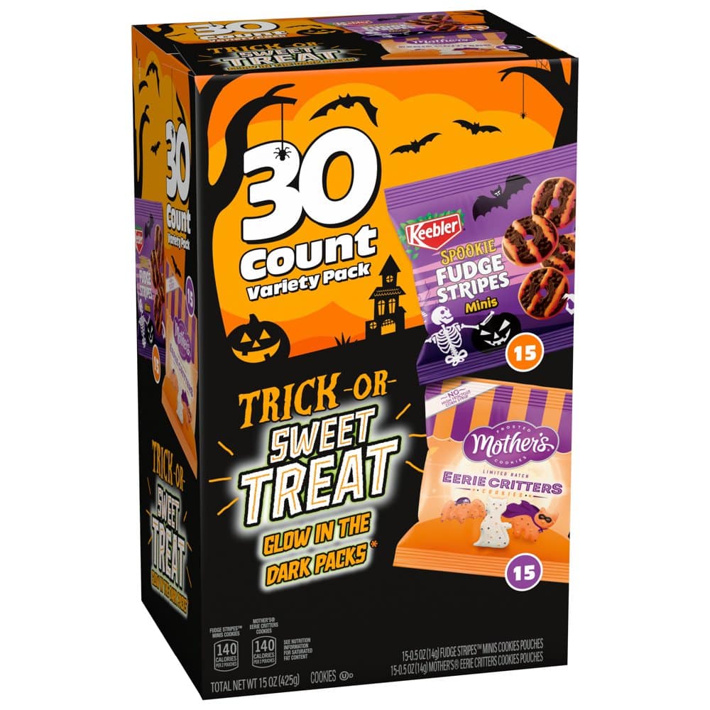 On-the-go variety pack of Keebler Spookie Fudge Stripes Minis and Mother's Eerie Critters