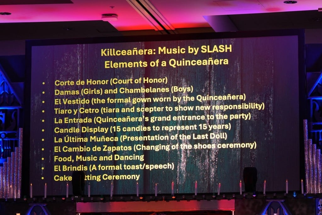 Slide listing the quinceañera traditions the Killceañera house draws on