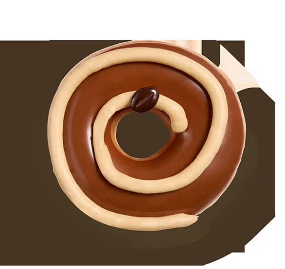 Krispy Kreme Cafe Mocha Doughnut, an Original Glazed doughnut with chocolate icing and a mocha bean