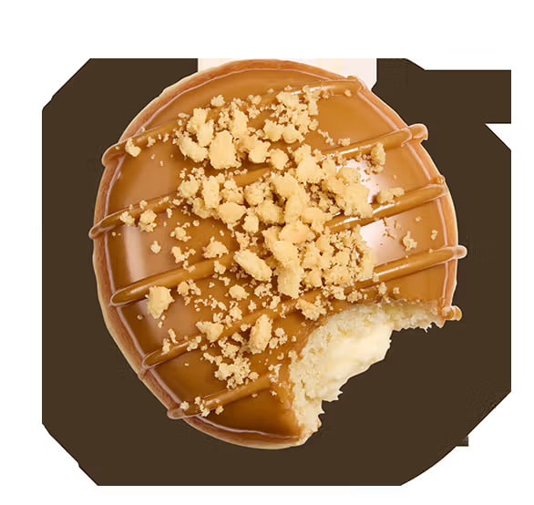 Krispy Kreme Maple Cheesecake Doughnut, filled with cheesecake Kreme and dipped in maple icing