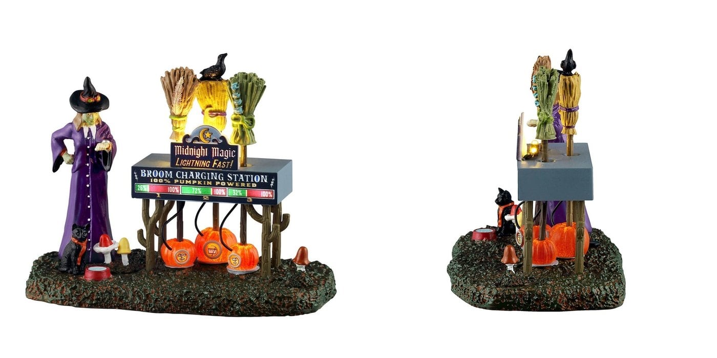 Lemax Spooky Town Broom Charging Station table accent