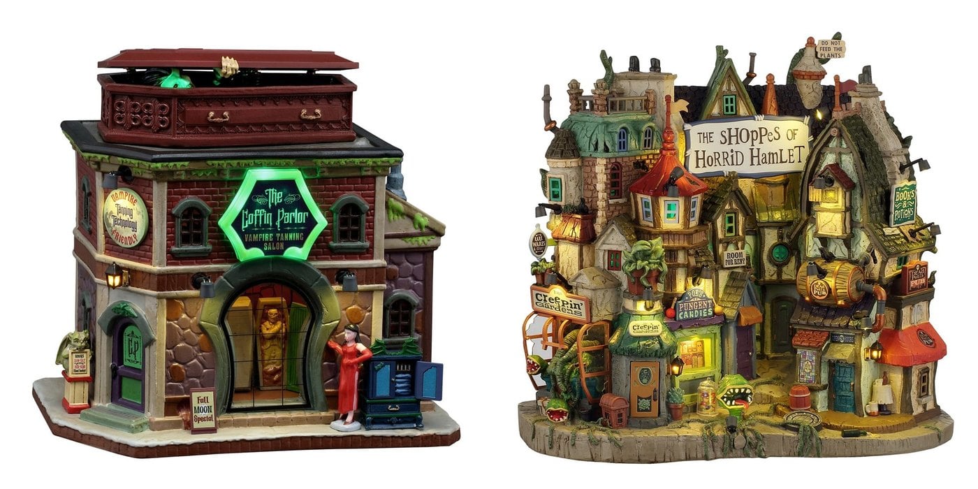 Lemax Spooky Town The Coffin Parlor and The Shoppes of Horrid Hamlet