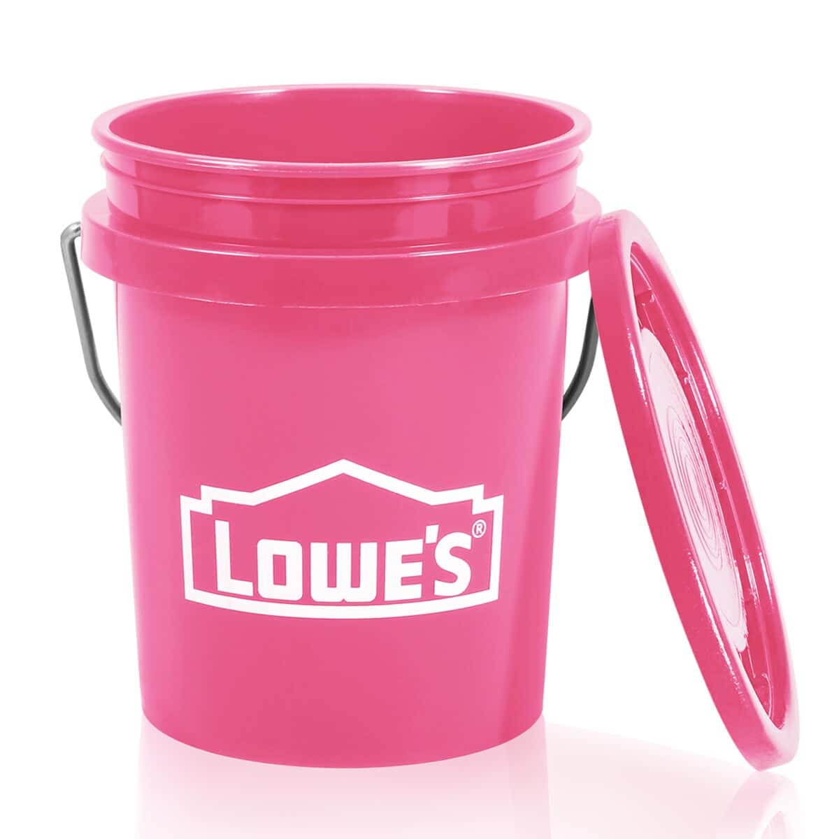 Lowe's pink mini bucket with lid and metal handle