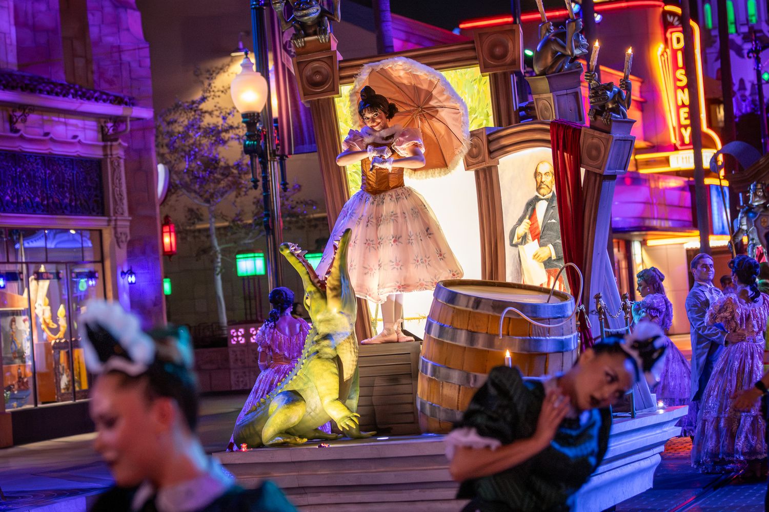 Madame Leota's Swinging Wake Haunted Mansion street party at Oogie Boogie Bash 2026