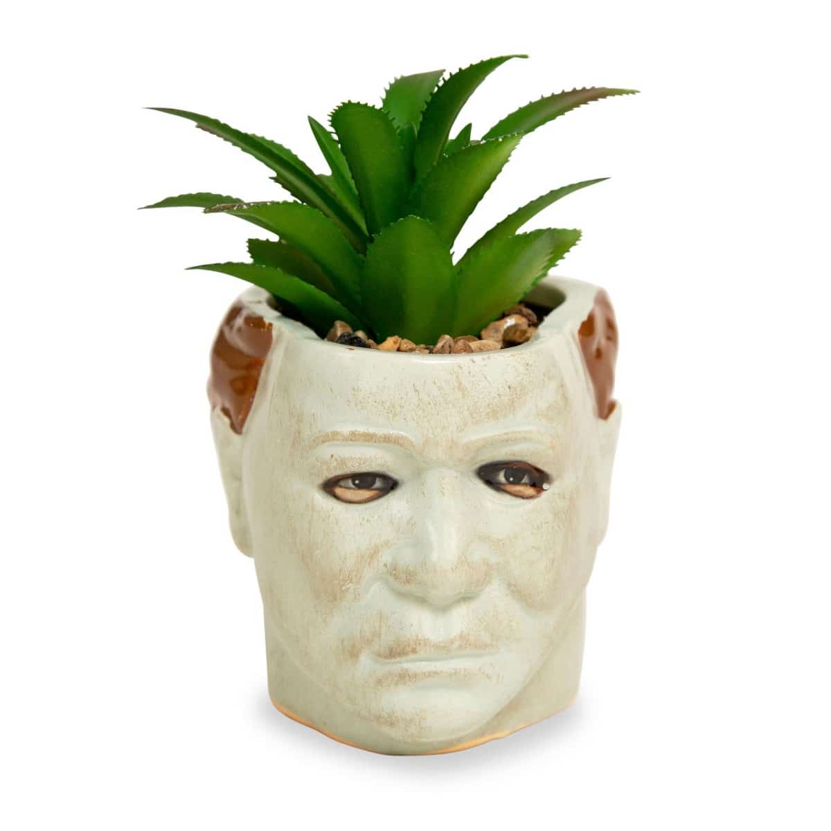 Silver Buffalo Michael Myers ceramic mini planter with artificial succulent