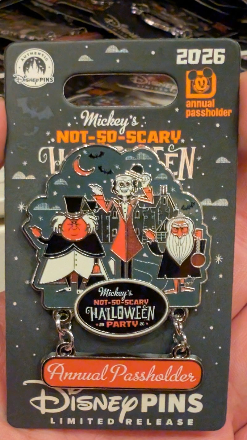 The limited release Annual Passholder pin for Mickey's Not-So-Scary Halloween Party 2026