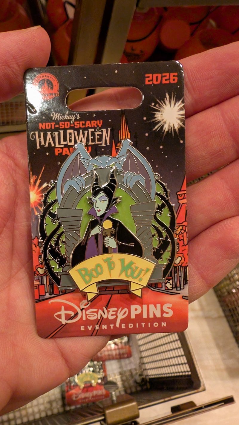The glow-in-the-dark Maleficent Boo to You event edition pin