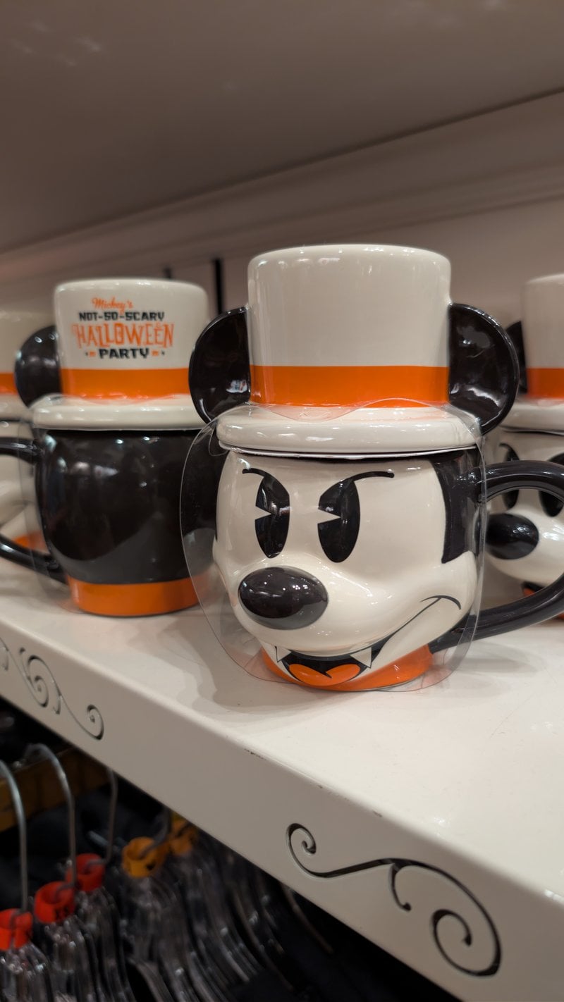 The vampire Mickey mug with a top hat lid from Mickey's Not-So-Scary Halloween Party 2026