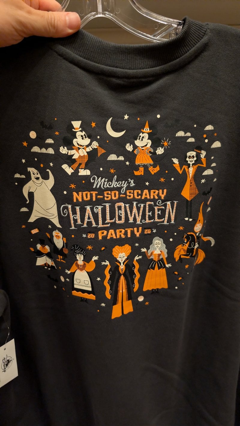 A black Mickey's Not-So-Scary Halloween Party 2026 t-shirt
