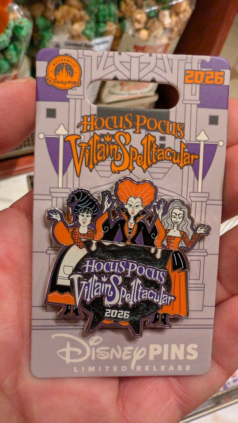The limited release Hocus Pocus Villain Spelltacular Sanderson Sisters pin
