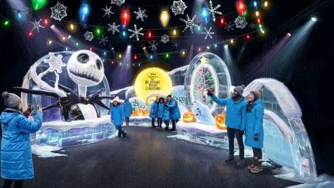 The Nightmare Before Christmas at Gaylord ICE 2026 with Jack Skellington carved in ice