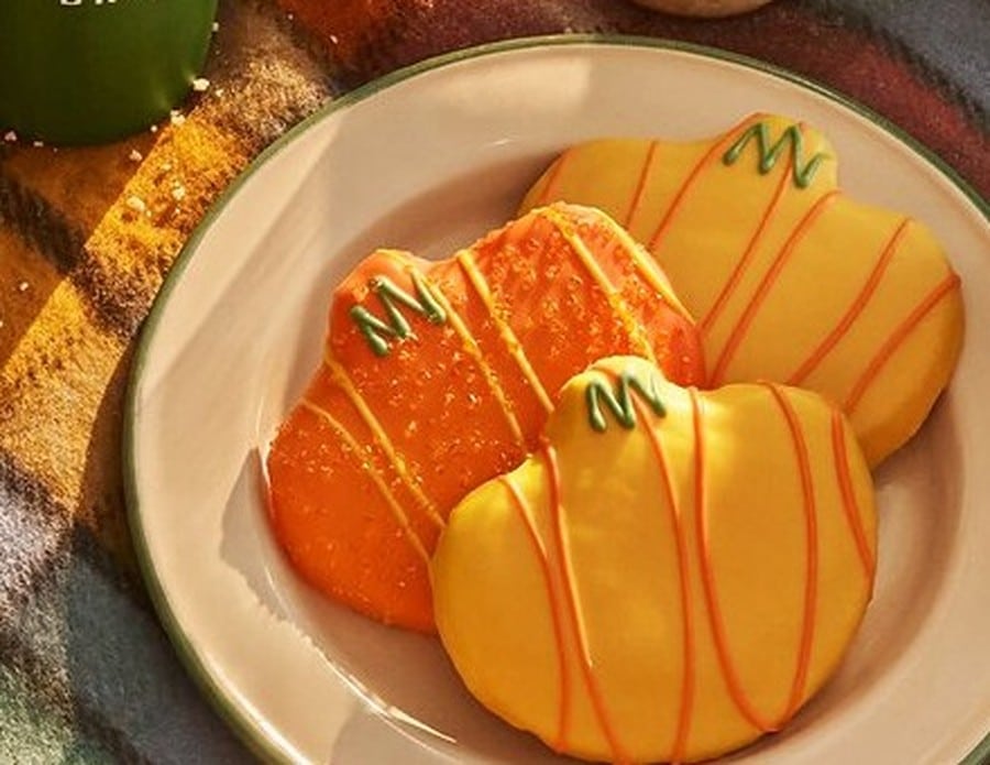 Panera pumpkin-shaped shortbread cookies with icing