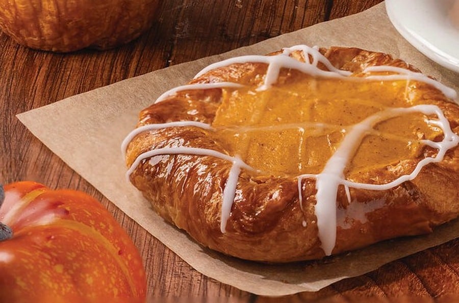 Paris Baguette Pumpkin Cheese Danish with icing drizzle