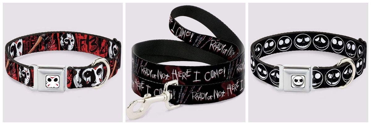 Buckle-Down Friday the 13th collar Nightmare on Elm Street leash and Jack Skellington collar
