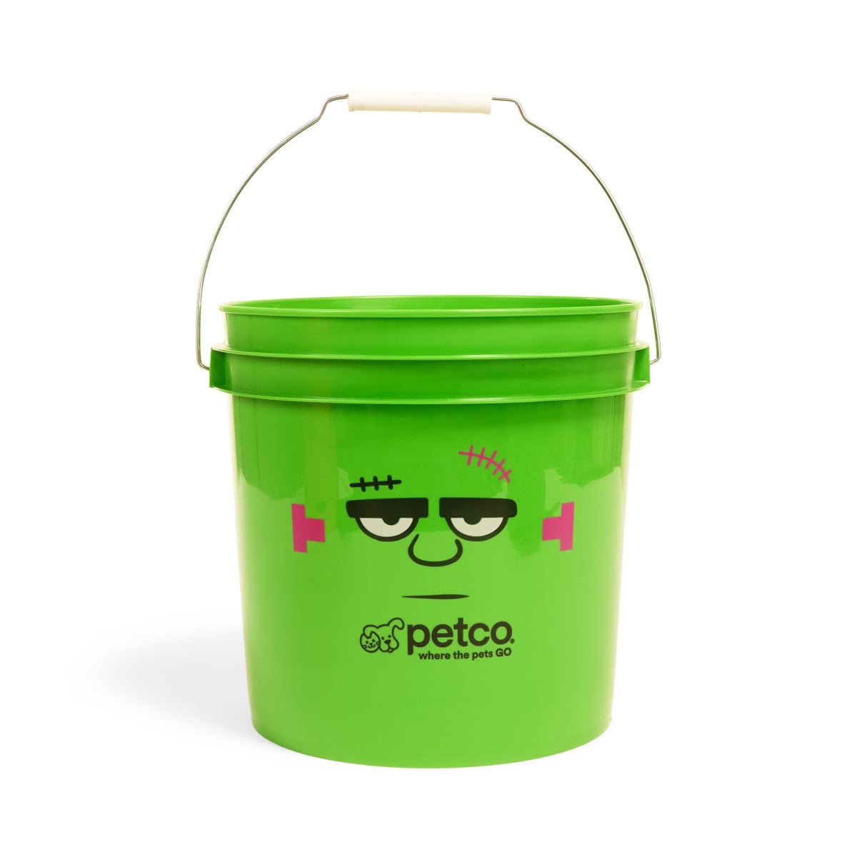 Petco Halloween Frankenstein Bucket with Lid, green, 2 gallons