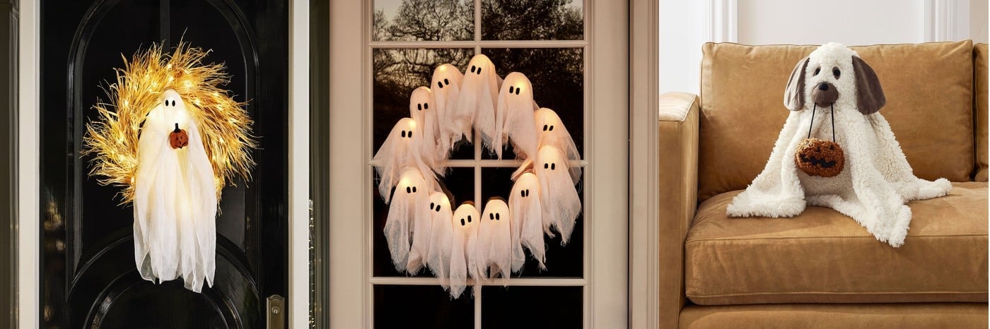 Pottery Barn Halloween wreaths and entryway pieces