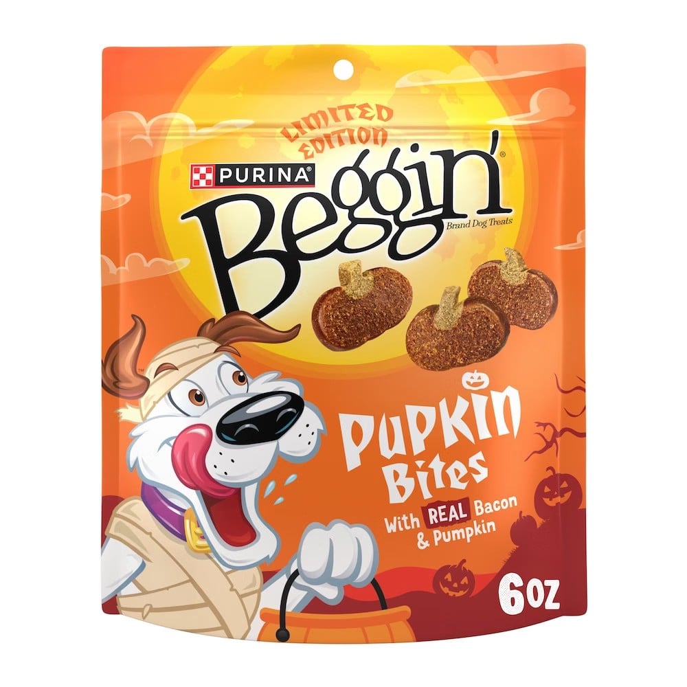 Purina Beggin' Pupkin Bites Halloween dog treats bag