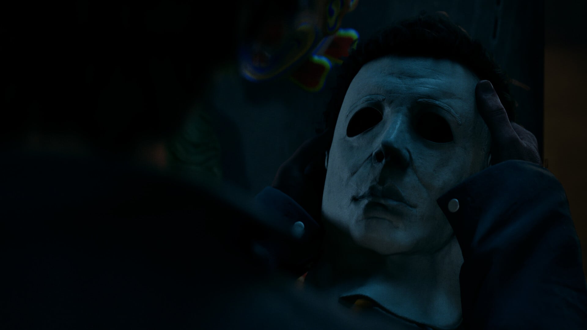 Close-up of Michael Myers' mask in Halloween: The Game