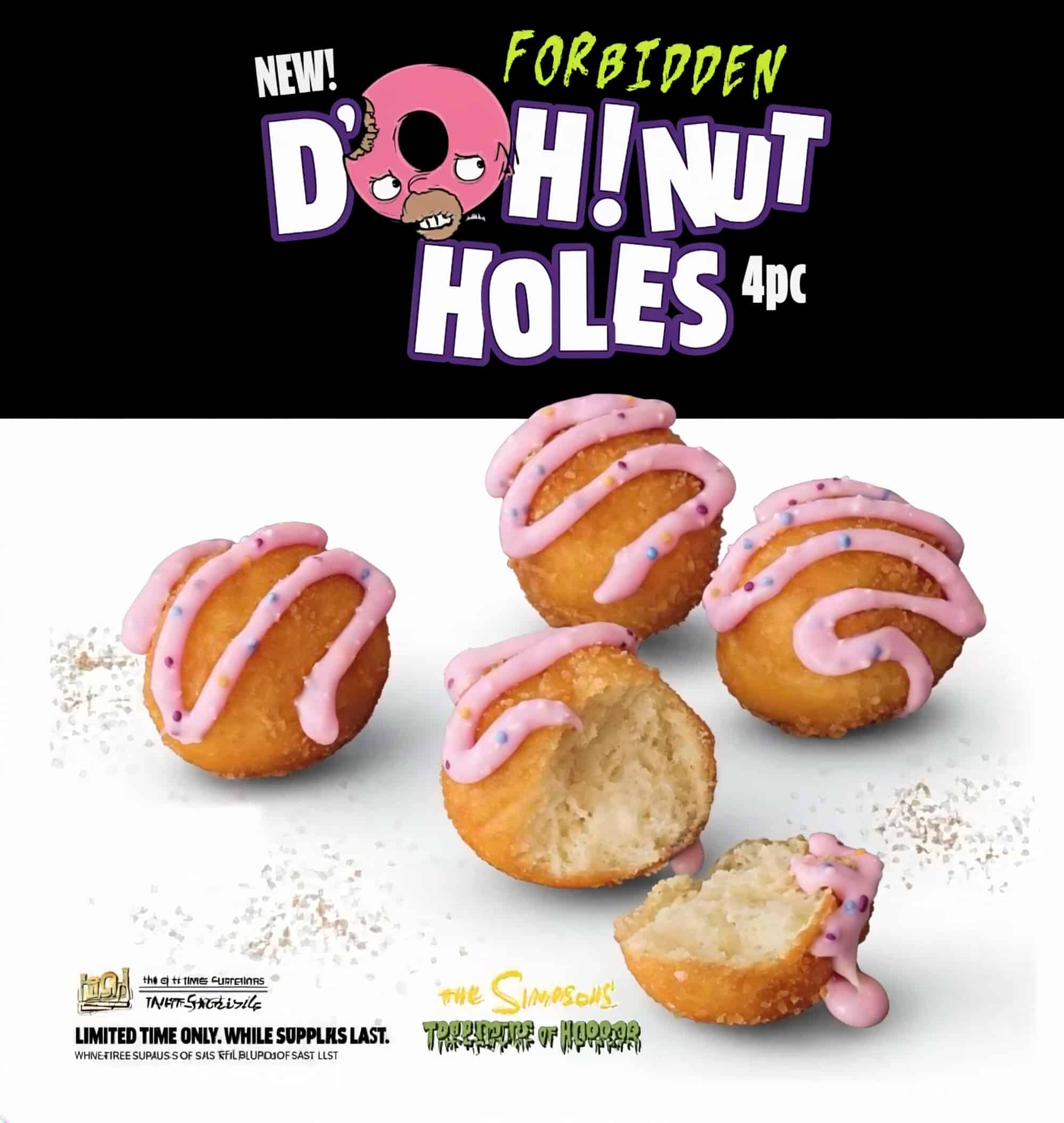 Leaked Simpsons Forbidden D'oh!nut Holes promotional image from Jack in the Box
