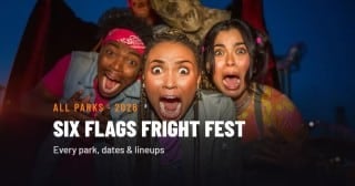 HAN 2026 guide card: Six Flags Fright Fest, every park, dates and lineups